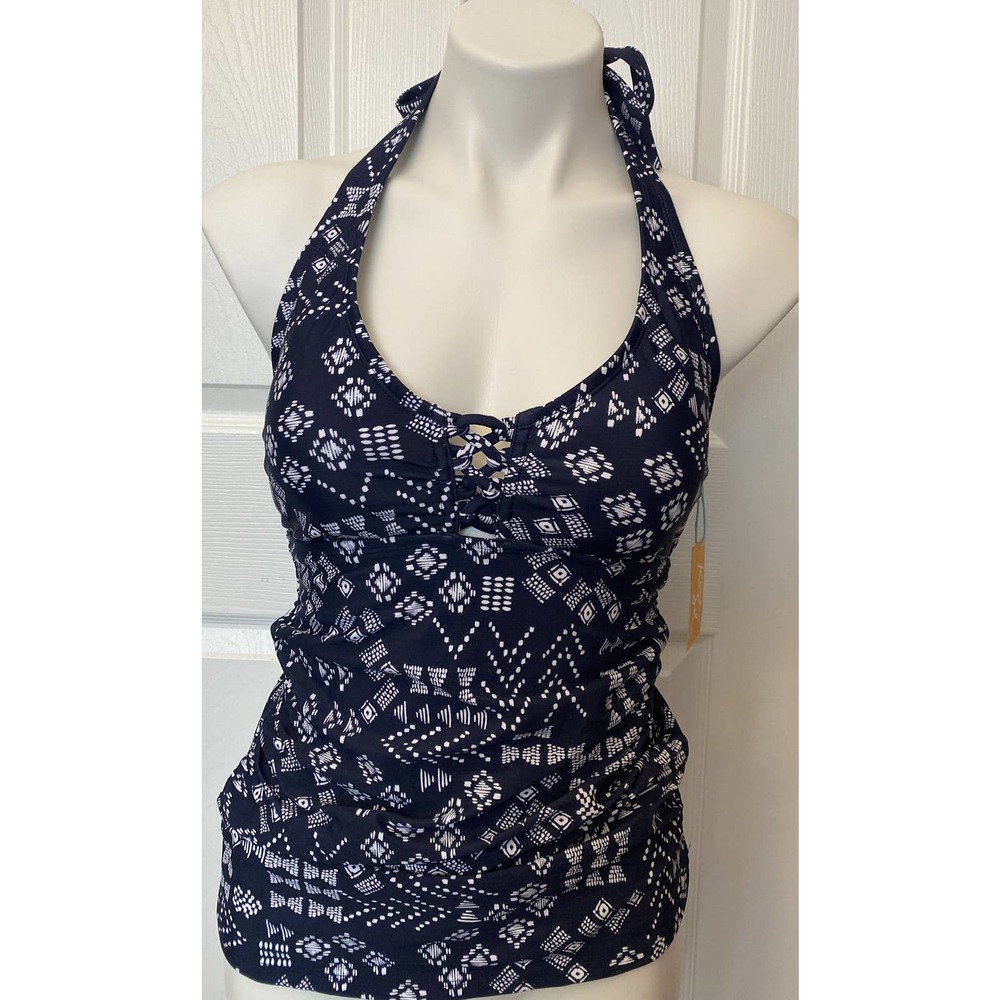 Kona Sol Women' Halter Tankini Top Navy Size Small